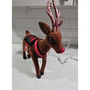 Vintage Telco Motion-ette Animated Illuminated Santa's Reindeer Rudolph Lit Nose
